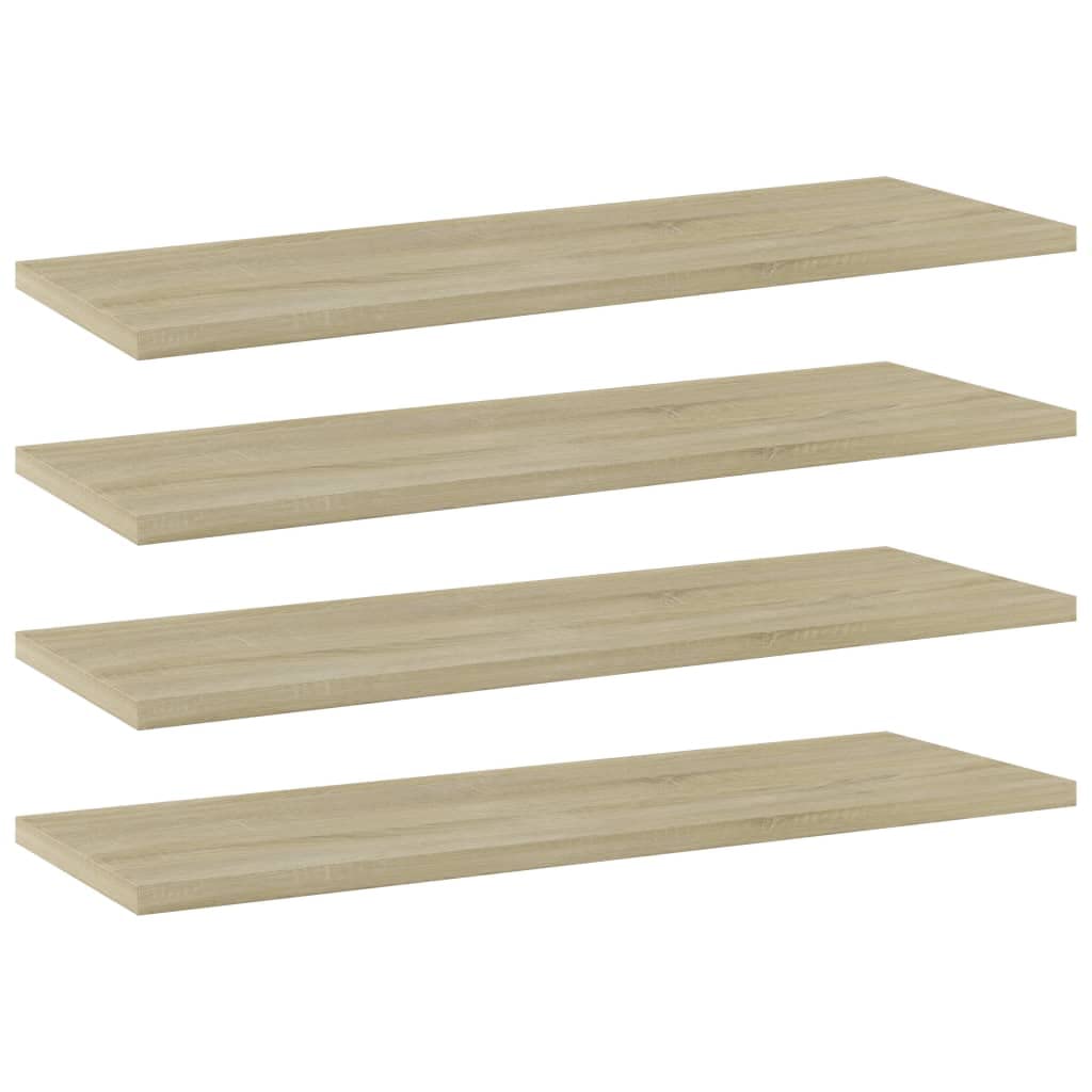 vidaXL Sonoma Oak Bookshelf Boards, 4 pcs, Engineered Resistant Wood, Perfect for Additional Storage, Easy to Clean and Install, Modern Design.