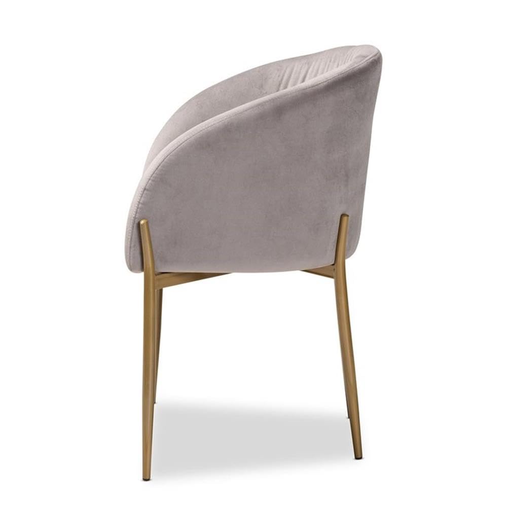 Baxton Studio Ballard Modern Luxe and Glam Grey Velvet Fabric Upholstered and Gold Finished Metal Dining Chair