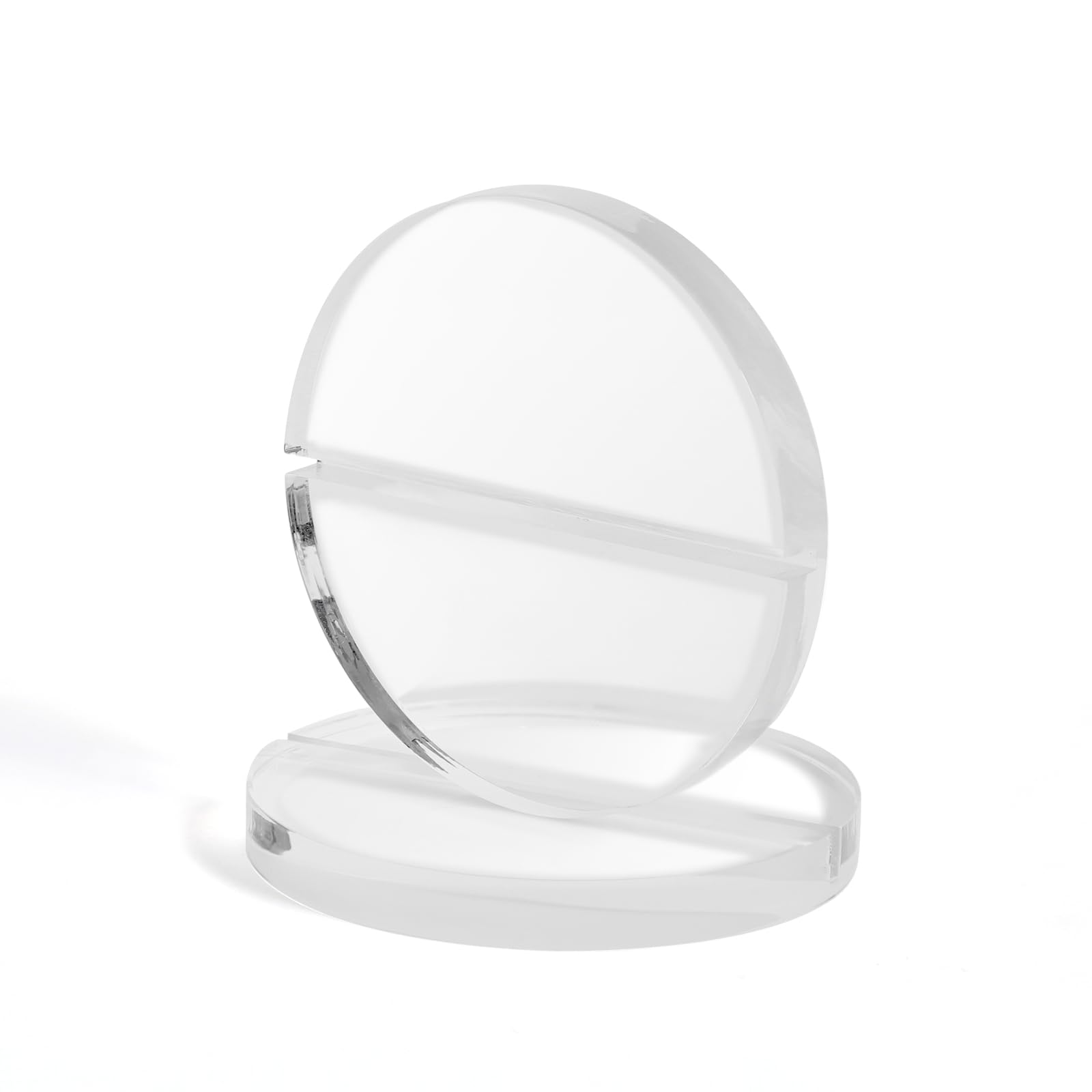 Uniqooo 3' Clear Acrylic Round Stand | 3Mm Slot Wedding Sign Holders, Perfect For Wedding, Table Number, Exhibition, Office, Re
