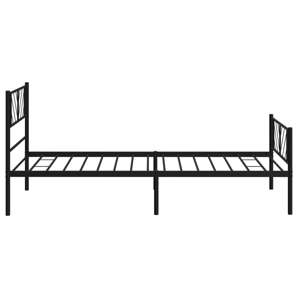 vidaXL Modern Single Bed Frame with Headboard and Footboard, Sturdy Steel, Extra Storage Space, Black