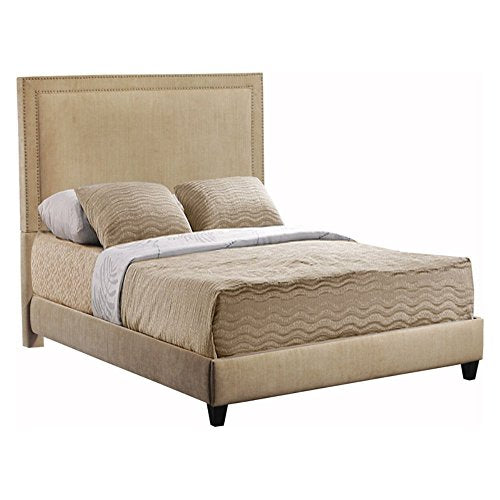 Leffler Home Brook Pecan Brookside Upholstered Bed With Nail Heads, Queen, Chestnut Brown