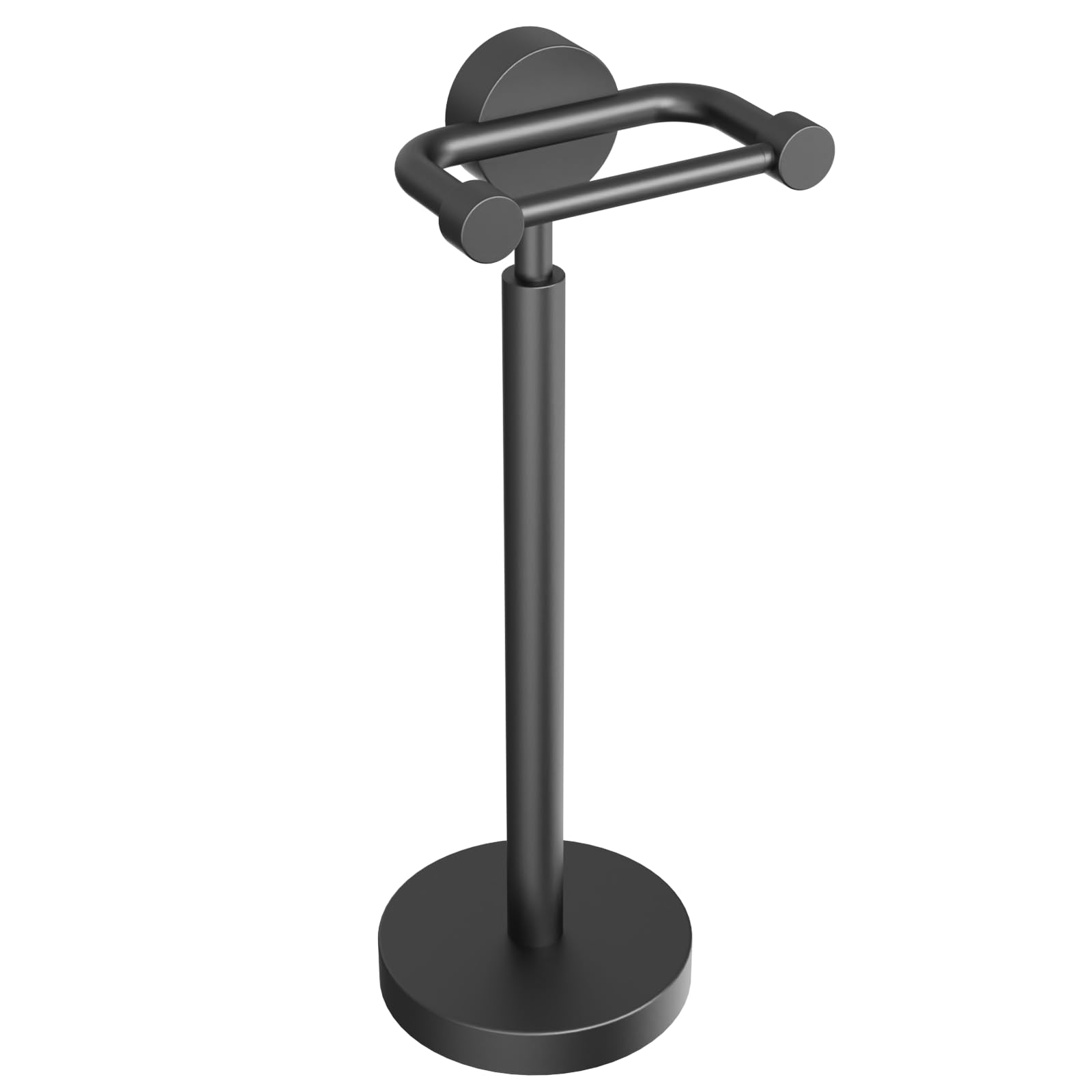 YUMORE Toilet Paper Holder Stand,Modern Freestanding Matte Black Bathroom Floor Standing Toilet Paper Roll Holder,Stainless Stee