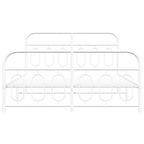 vidaXL Double Bed Frame with Headboard/Footboard - Steel Frame and Metal Slats - White - Storage Space - Bedroom Furniture - 81.5"x61.4"x39.4"