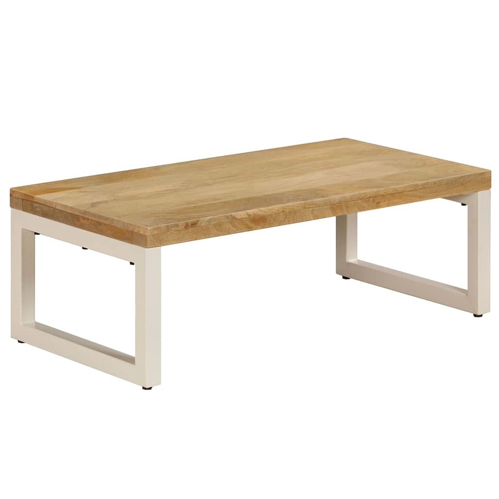 vidaXL Industrial Style Coffee Table with Practical Use – Versatile Dining Table/Office Desk - Solid Mango Wood and Steel Construction, Unique Wood Grains and Colors, Easy Assembly