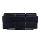 Acme Aashi Leather-Gel Horizontal Tufted Motion Reclining Sofa in Navy