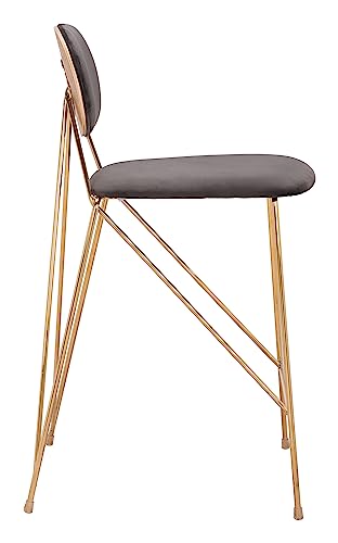 Zuo Georges Counter Stool Gray & Gold