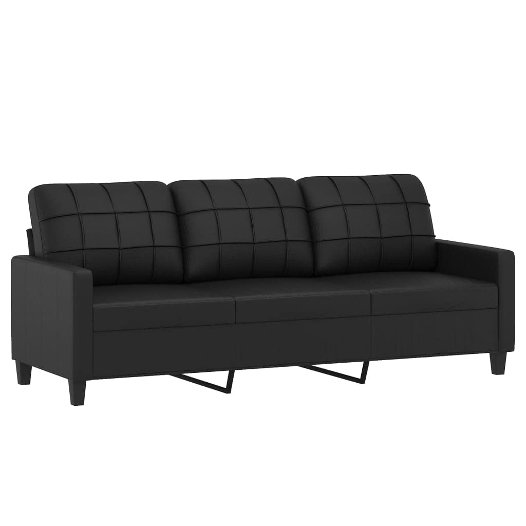 vidaXL 2 Piece Black Faux Leather Sofa Set, Plywood & Metal Frame, Comfortable Seating with Dense Foam Padding, Suitable for Home Office & Lounge Area