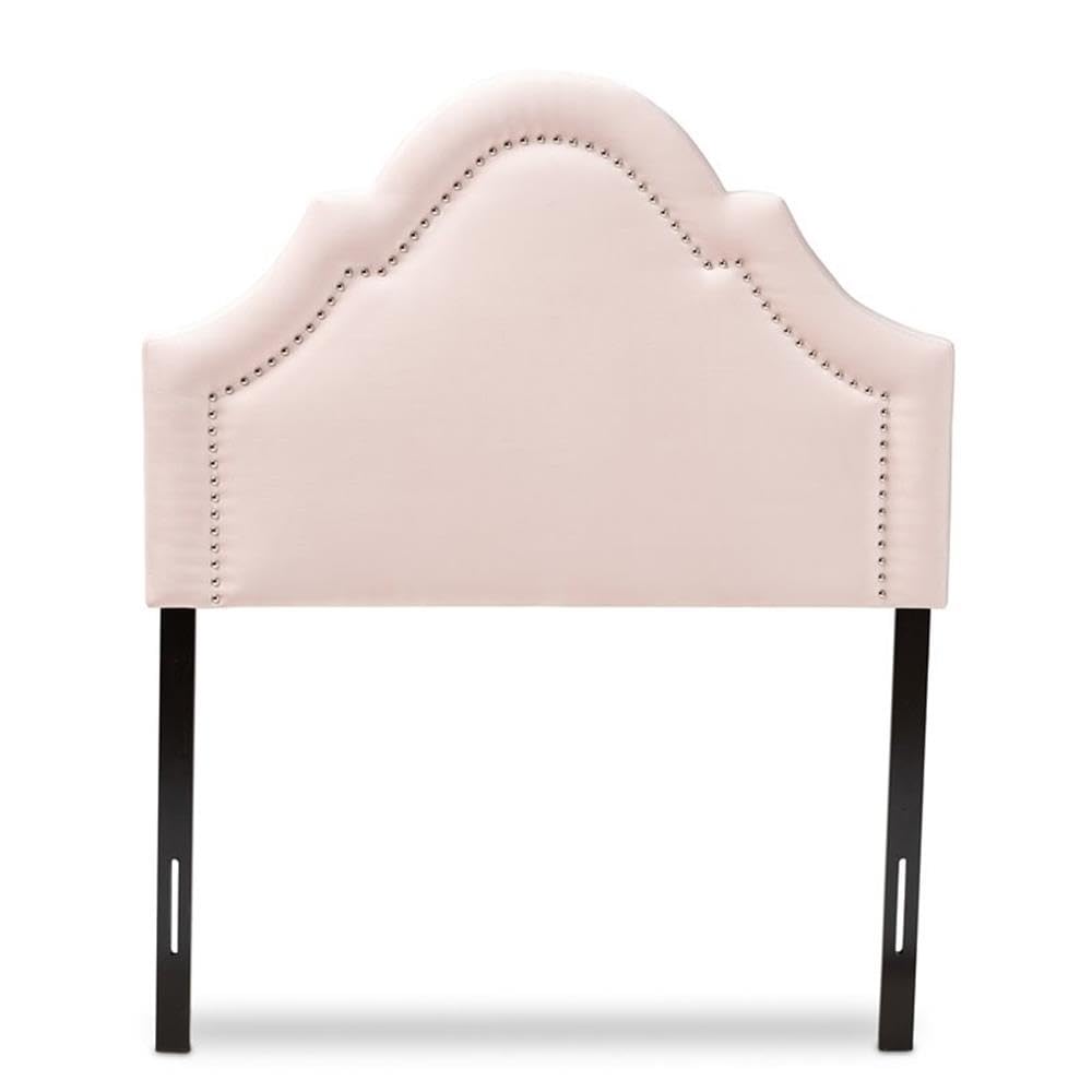 Baxton Studio Twin Size Light Pink Velvet Upholstered Headboard - Modern Fabric Design