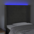 vidaXL LED Headboard, Upholstered Headboard for Bed Home, Bed Headboard with LED Light, Bedroom Furniture, Dark Gray 40.6"x6.3"x46.5"/50.4" Velvet