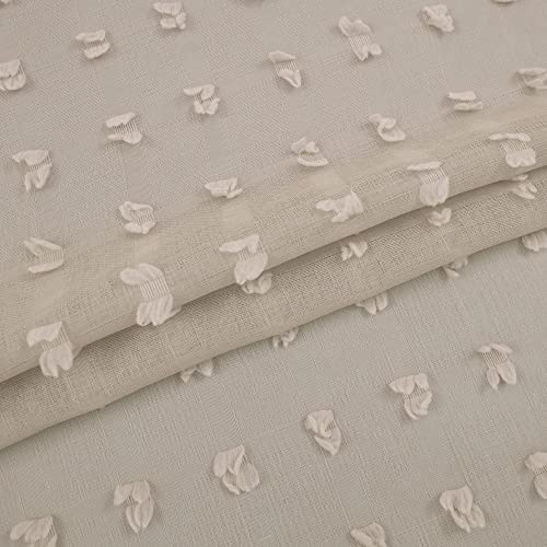 Koufall Tan Curtains 102 Inches Long For Bedroom Soft Pom Pom Boho Light Weight Sheer Cozy Curtains For Living Room Home Office,Grey Beige,52X102 Inch Length 2 Panels Set