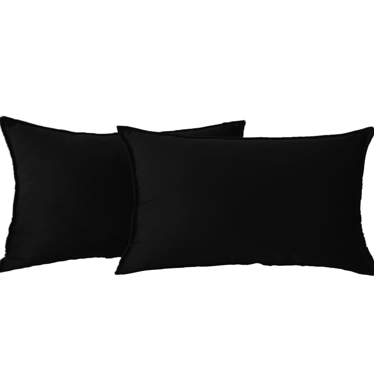 Jiahannha Velvet Black Throw Pillow Covers 12X20 Inches Pack Of 2 Soft Decorative Square Cushion Covers For Couch Sofa Bed Livin