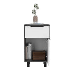 HomeRoots Multi-Color Stylish and Contemporary Smokey Oak and White Bedroom Nightstand