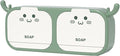 Vroxy Self Adhesive Bathroom Soap Storage Rack Soap Holder, Double Grid Bathroom Soap Box with Lid and Draining Tray (1Pcs)