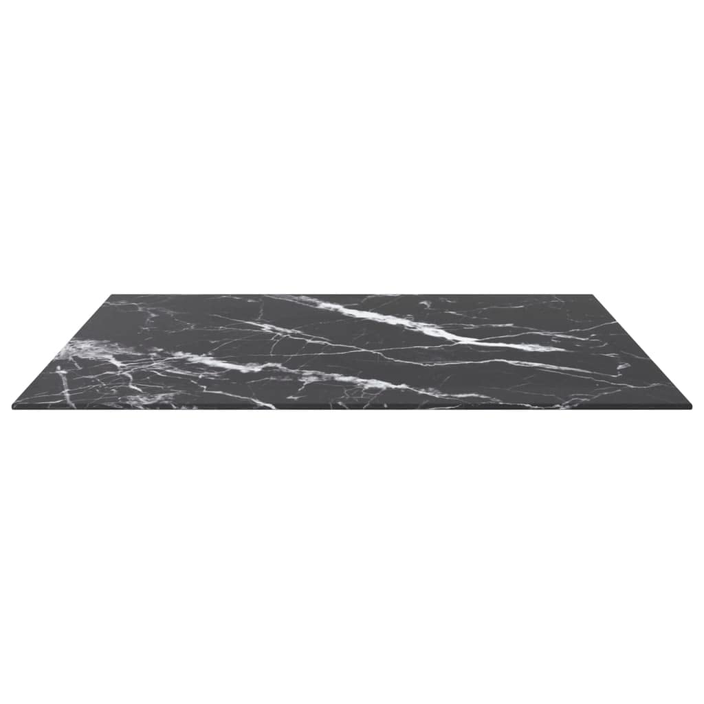 vidaXL Tempered Glass Table Top – 31.5&quot;x31.5&quot;, 0.2&quot; Thick, Marble Design, Black – Ideal for Dining Tables, Coffee Tables, and Garden Tables – Easy to Clean
