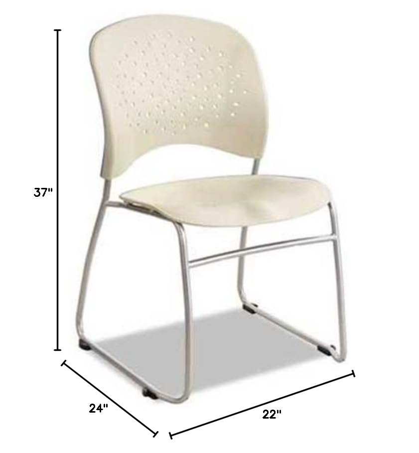 Rêve Series Guest Chair With Sled Base, Latte Plastic, Silver Steel, 2/Ct