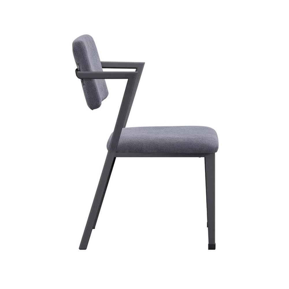 Acme Cargo Upholstered Dining Arm Chair in Gray and Gunmetal Set of 2