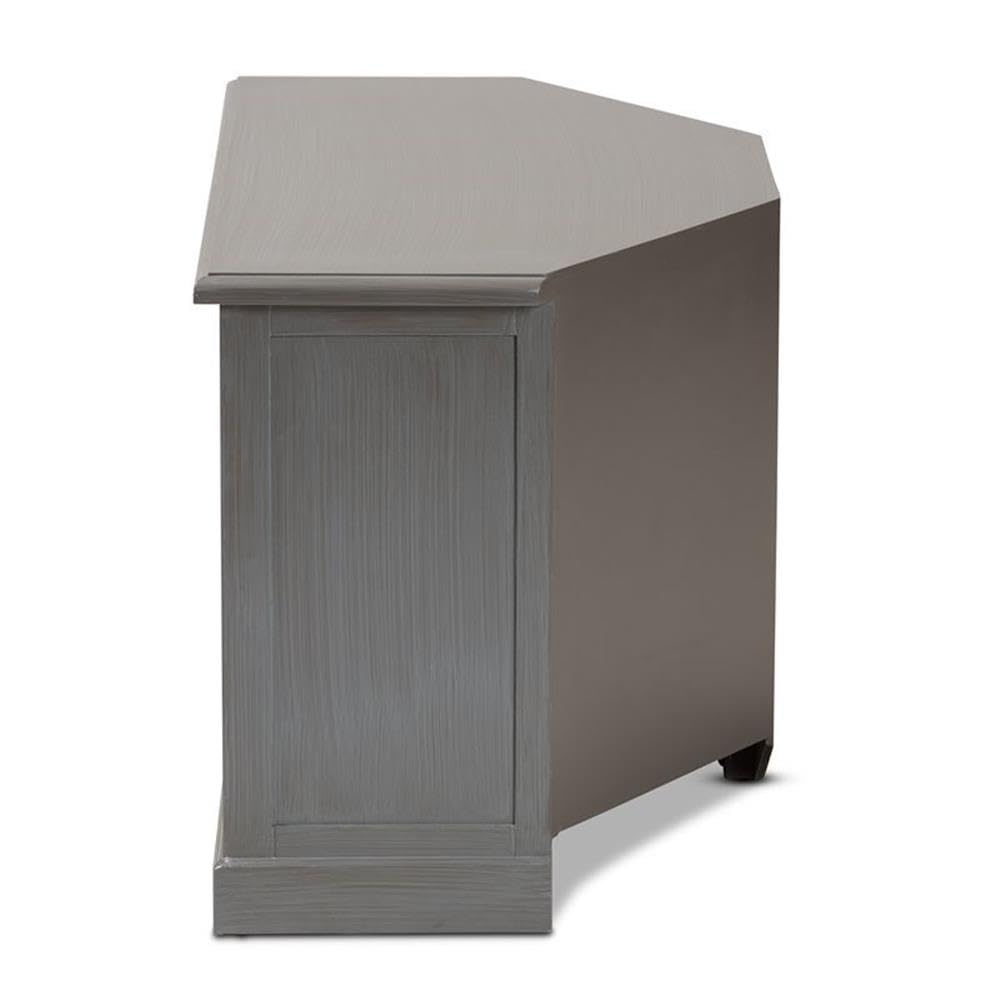 Baxton Studio Sheldon Gray Finished Wood 2-Drawer Corner TV Stand