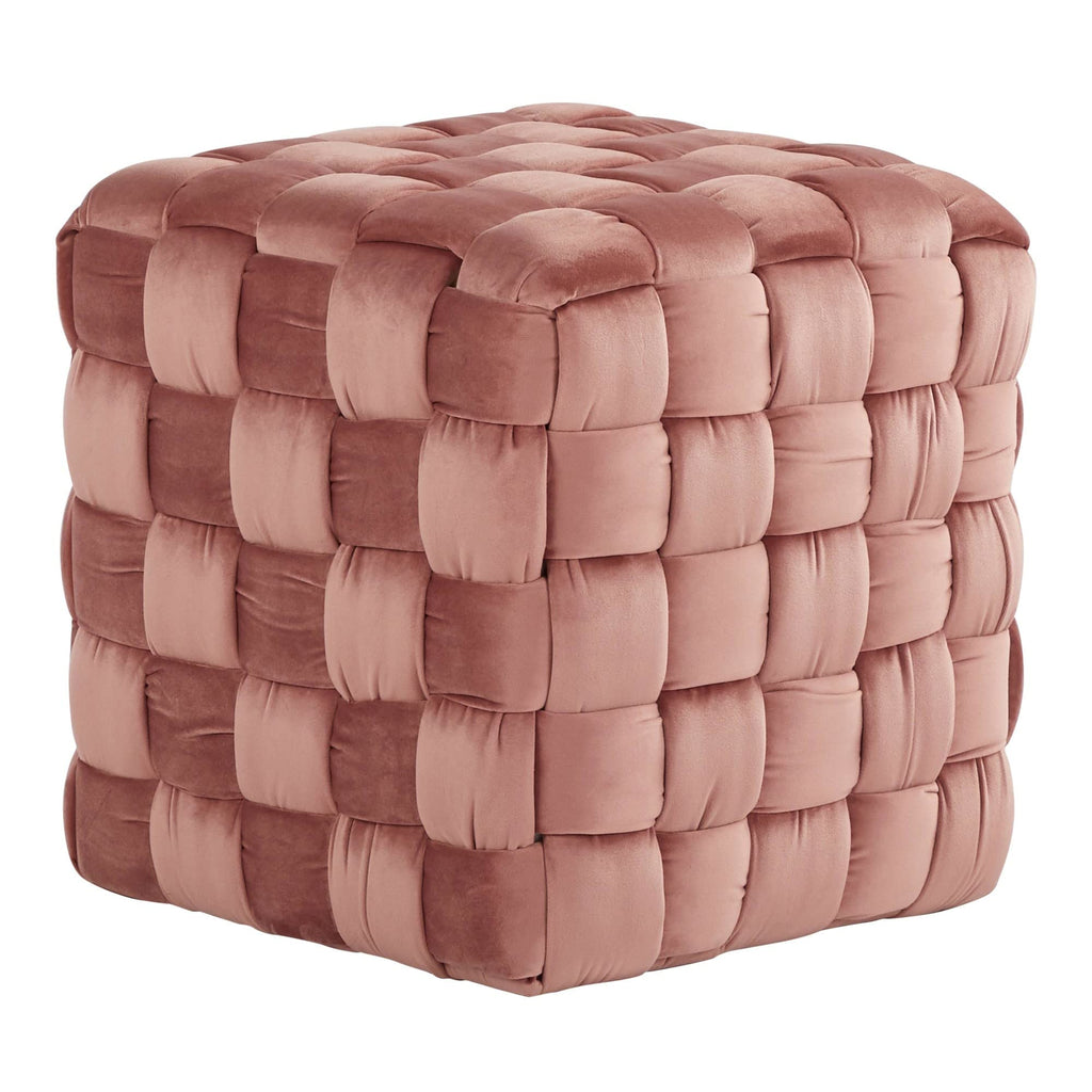 Square Braided 16 Ottoman In Blush Pink Velvet By Lumisource
