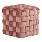 Square Braided 16 Ottoman In Blush Pink Velvet By Lumisource