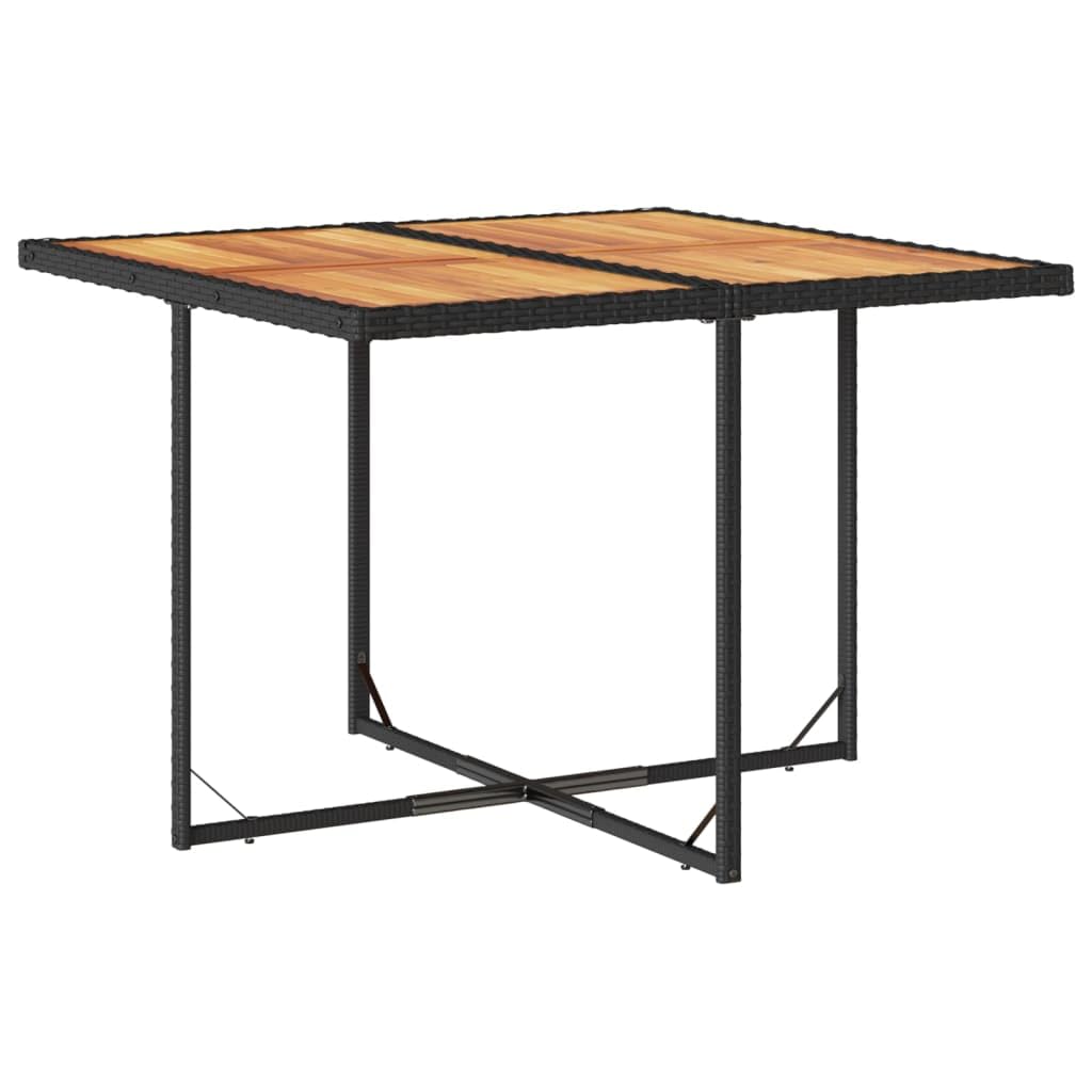 vidaXL 9 Piece Patio Dining Set with Cushions - Black Poly Rattan and Acacia for Garden, Backyard, Patio