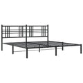 vidaXL Metal Bed Frame King Size with Headboard - Black Powder-Coated Steel - 76"x79.9" - Breathable Mattress Support