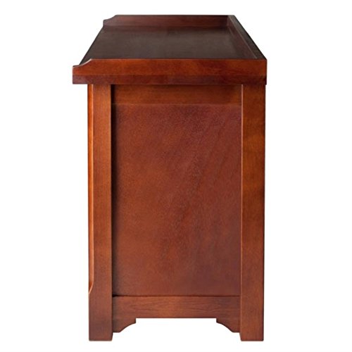 Ergode Colin Bench | Versatile & Stylish | Dark Faux Leather Cushion | 2 Corn Husk Baskets | Slated Shelf | Ample Comfort | Chocolate Brown | Sturdy Wood | (94801-VV)