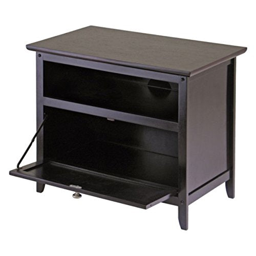Ergode Wood Zara TV Media Stand | Sleek & Stylish | Accommodates up to 32' Flat-Panel TV | Ample Storage Space | Wire-Access Grommet | Espresso Finish
