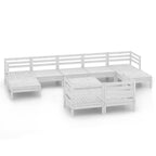 vidaXL 10-Piece Patio Lounge Set in White | Solid Pinewood Material | Durable Outdoor Furniture | Versatile Pallet Design | Includes Corner/Middle Sofas and Tables/Footstools