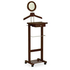 Ergode Wood Vanity Valet Stand - Stylish & Functional Bedroom Organizer with Mirror