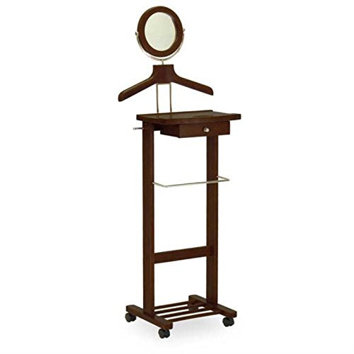 Ergode Wood Vanity Valet Stand - Stylish & Functional Bedroom Organizer with Mirror
