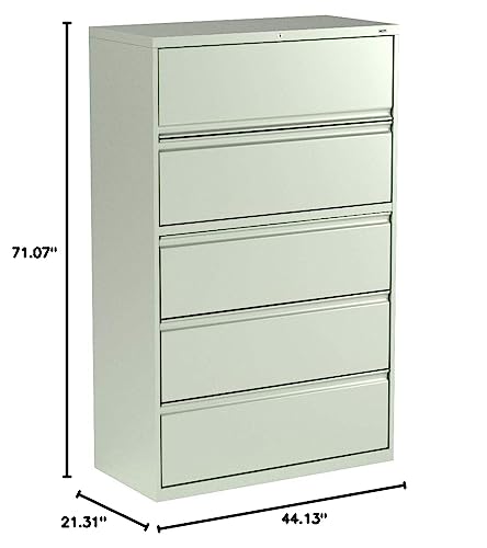 Hon 895Lq 801 Series Five-Drawer Lateral File, Roll-Out/Posting Shelves,42W X 67H, Lt Gray