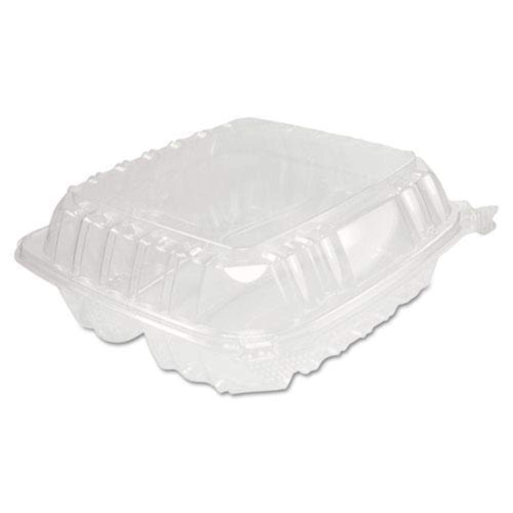 Dart DCCC90PST3 Clearseal Hinged-lid Plastic Containers, 8 1/4 X 3 X 8 1/4, Clear 125/pk 2 Pk/ct
