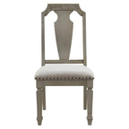 Acme Zumala Fabric Upholstery Side Chair in Beige and Weathered Oak (Set of 2)