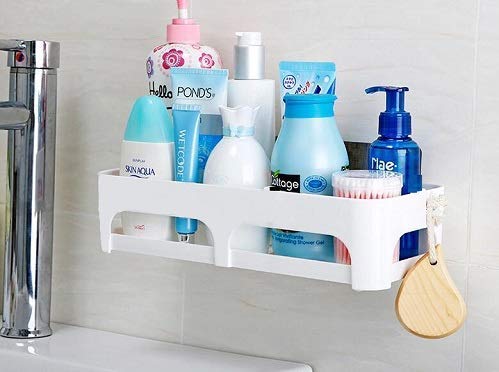 Inditradition Multipurpose Bathroom Shelf, Wall Hanging Storage Rack | with Self Adhesive Magic Sticker (Random Colour, Pack of