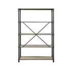Acme Itzel 4-Tier Metal Frame Bookshelf in Sandy Gray and Oak