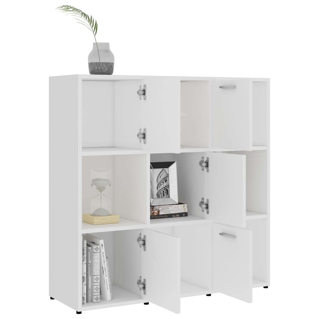 vidaXL Bookshelf, Book Cabinet with 5 Doors Bookcase, Storage Shelf for Office Living Room, Freestanding Shelving Unit, Modern, White Engineered Wood