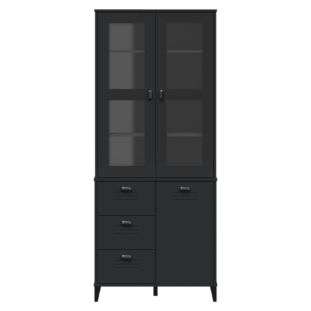 vidaXL VIKEN High Sideboard Solid Pine Black 80x40x190 cm, 3207145