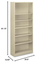 Hon Steel Bookcases-6 Shelf Metal Bookcase, 34-1/2"X12-5/8"X81-1/8", Putty