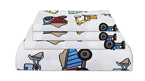 Mallary By Matthew Kids Super Soft-Soft 100% Microfiber Print Sheet, Trucks Print, Full