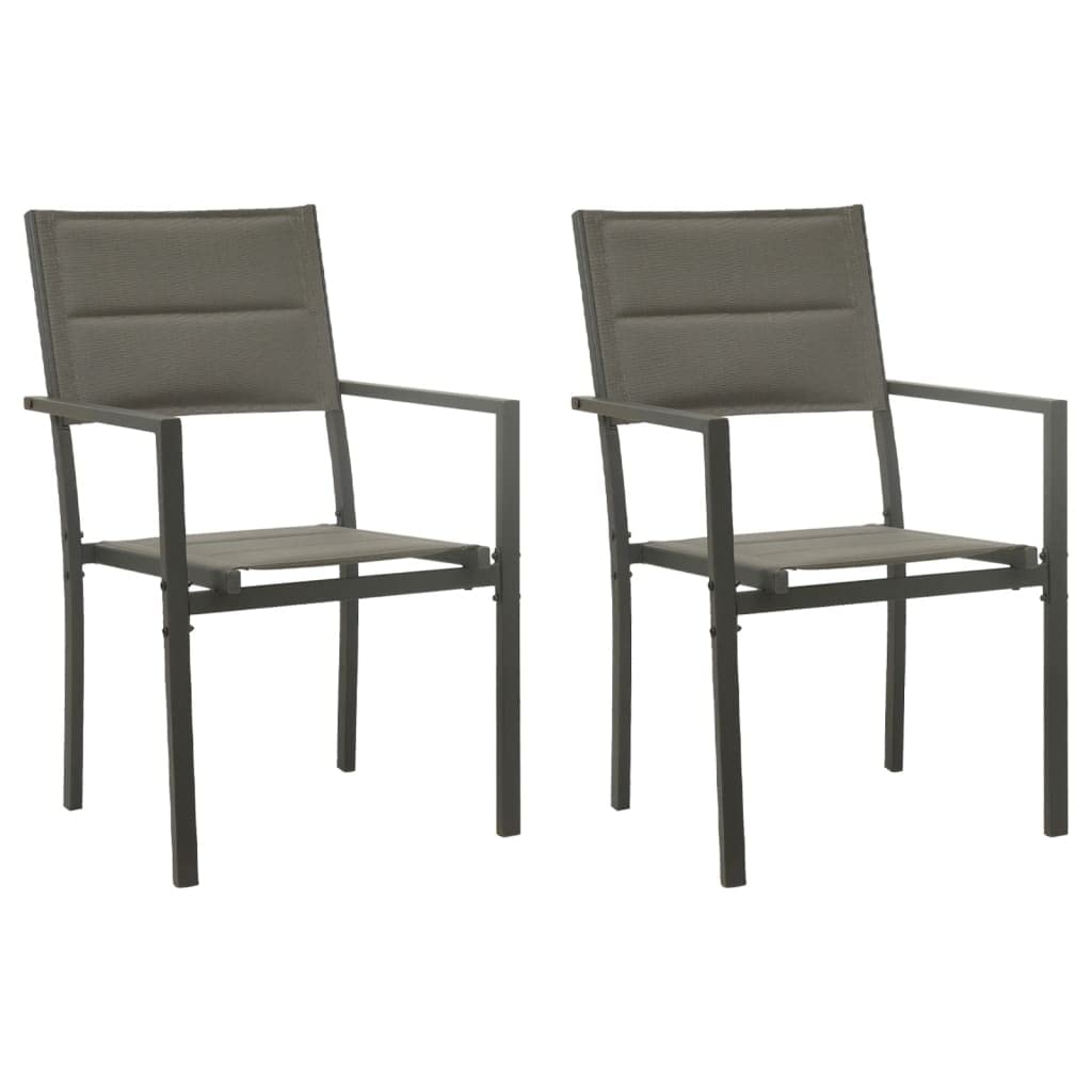 vidaXL Garden Chairs Set of 2 Textilene and Steel Grey and Anthracite