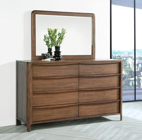 Coaster Home Furnishings Maderia Transitional 70-inch 8-Drawer Bedroom Dresser with Mirror Bedroom Clothing Storage Cabinet Wide Chest of Drawers Organizer Unit Walnut 223323M