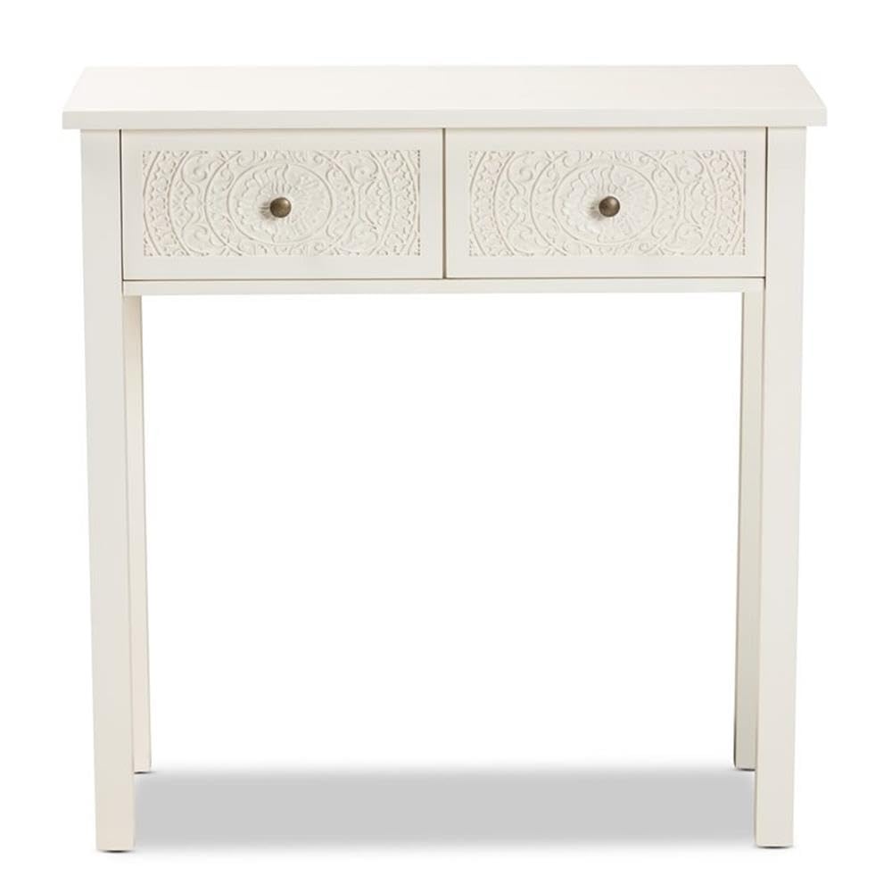 Baxton Studio Lambert Classic and Traditional White Finished Wood 2-Drawer Console Table