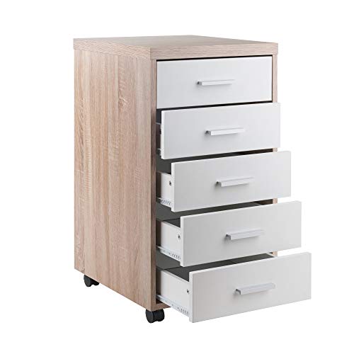 Ergode Kenner Mobile 5-Drawer Storage Mobile Cabinet, Two-Tone