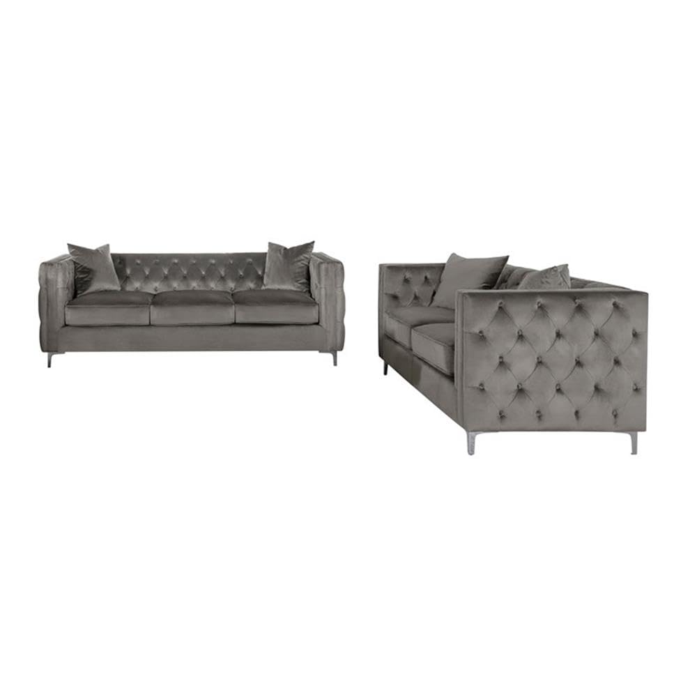 Coaster Home Furnishings Phoebe 2-Piece Tufted Tuxedo Arms Living Room Set Urban Bronze