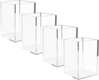 Niubee Acrylic Pen Holder 4 Pack,Clear Desktop Pencil Cup Stationery Organizer For Office Desk Accessory