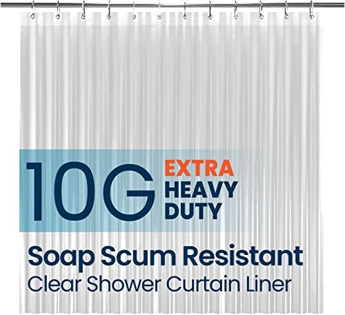 Liba Bathroom Shower Curtain - Waterproof Plastic Shower Curtain Premium Peva Non-Toxic With Rust Proof Grommets Clear 10G Heavy