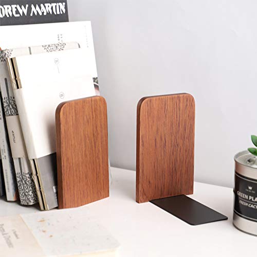 Muso Wood Book Ends For Shelves, Non-Slip Bookends, Heavy Duty Wooden Bookend Support For Books And Movies (Sapele 2 Pairs)