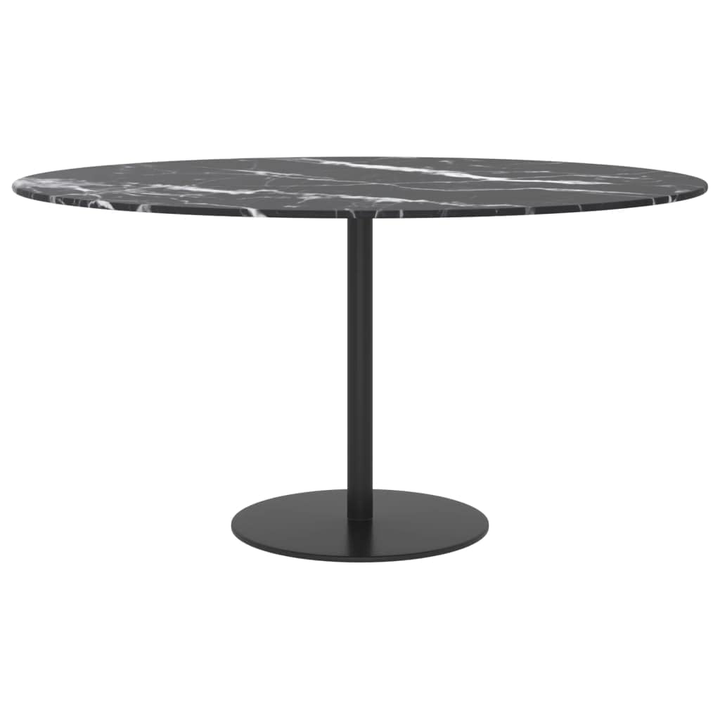 vidaXL Tempered Glass Table Top with Marble Design - Trendy, Durable and Aesthetically Pleasing Table Top for Dining Tables, Coffee Tables, Garden Tables - Black, No Assembly Required