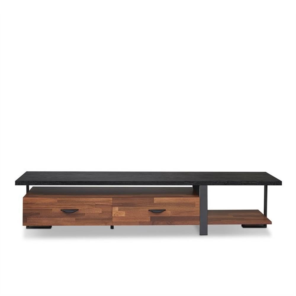 Acme Elling 2-Drawer Wooden TV Stand in Walnut and Black