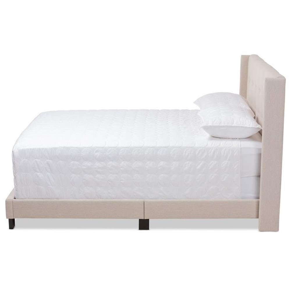 Baxton Studio Lisette Modern and Contemporary Beige Fabric Upholstered Queen Size Bed